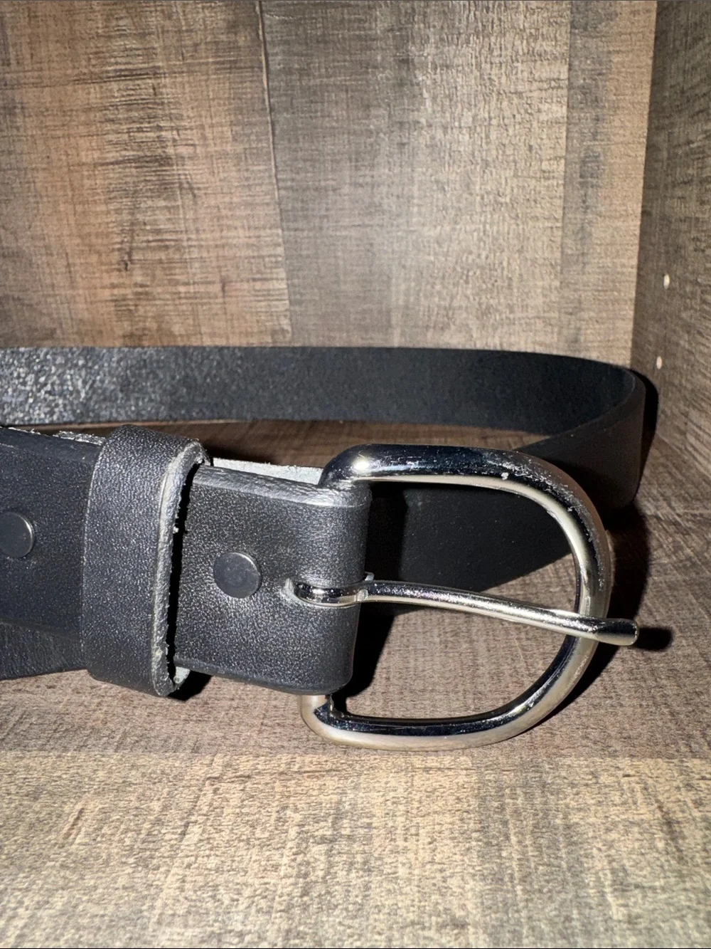TONY LAMA Classic Black Leather Belt with Silver Buckle-size 36